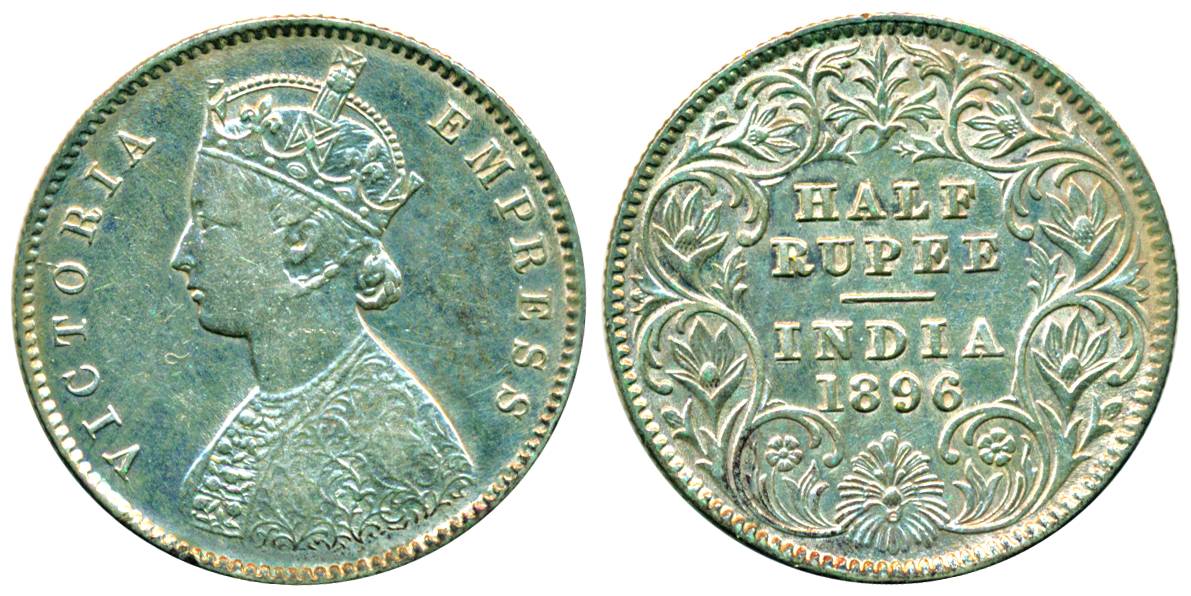 Victoria Empress, Silver, ½ Rupee, Calcutta Mint, 1896, A/I/'C' incused, Rare, Very Fine, 