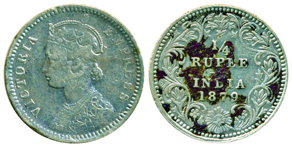Victoria Empress, Silver, ¼ Rupee, Calcutta Mint, 1879, C/II/'C' incused, Scarce, Fine+, P