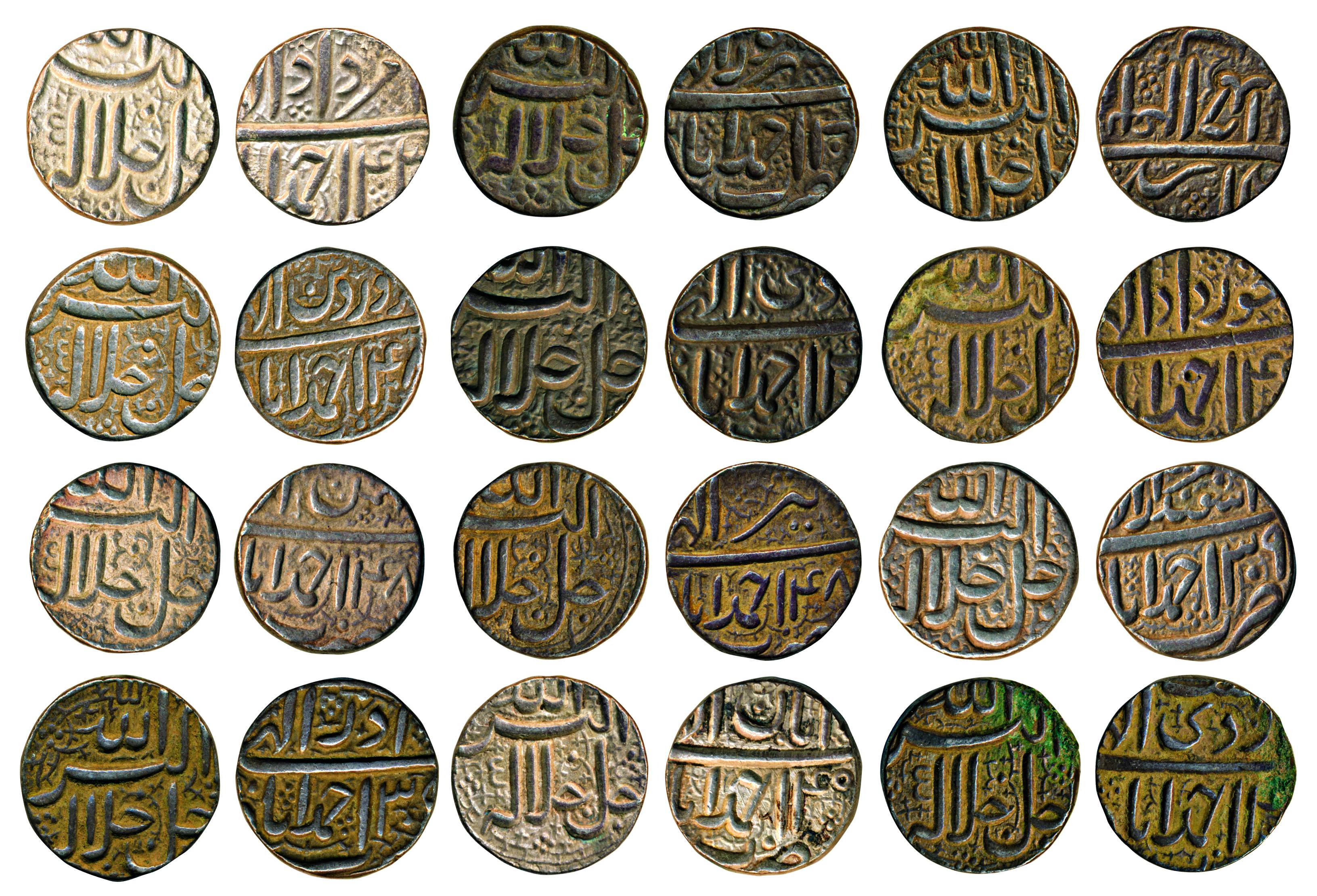 Akbar, Silver (12), Silver, Rupee, Ahmedabad mint, Allahu Akbar type, Set of 12 different 