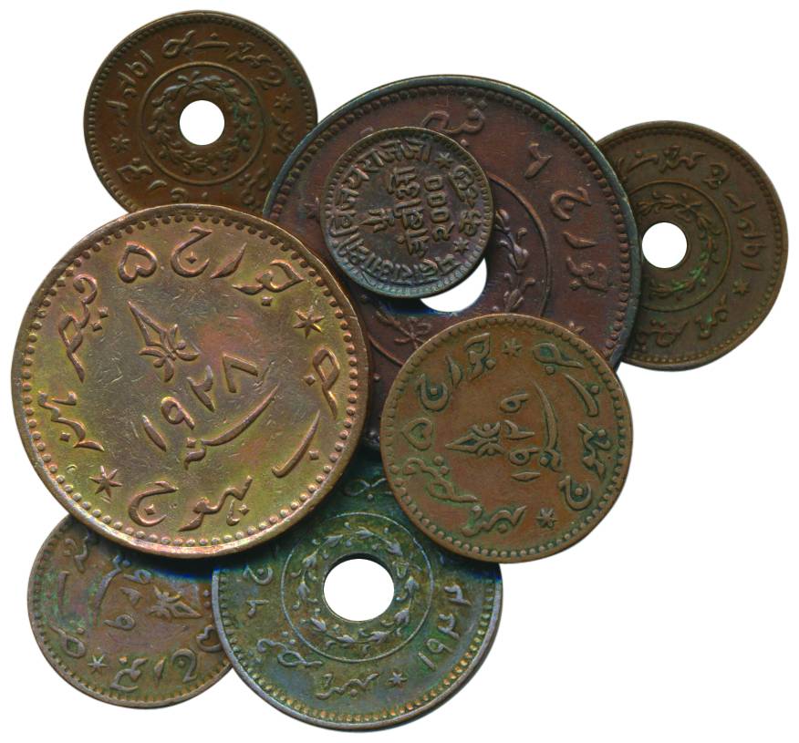 Khengarji (4), Copper, Set of 4 denominations: 3 Dokda, 1 ½ Dokda, Dokda and Tramboyo; Vij