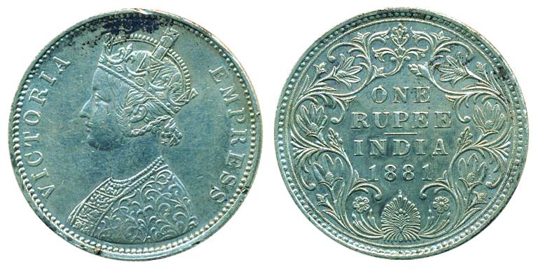 Victoria Empress, Silver, Rupee, 1881, Bombay mint, A3/IV/dot. Very Fine+, not in Pridmore