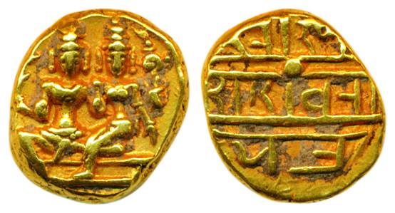 Vijayanagar Empire, Sadashivraya,Gold, 3.38 g, Pagoda, Lakshmi-Narayana type on obv, Nagar