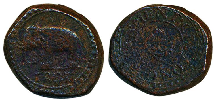 Sri Lanka, Copper, 1/12 Rix Dollar, 1801, elephant to left and date on obv, 12 in centre a