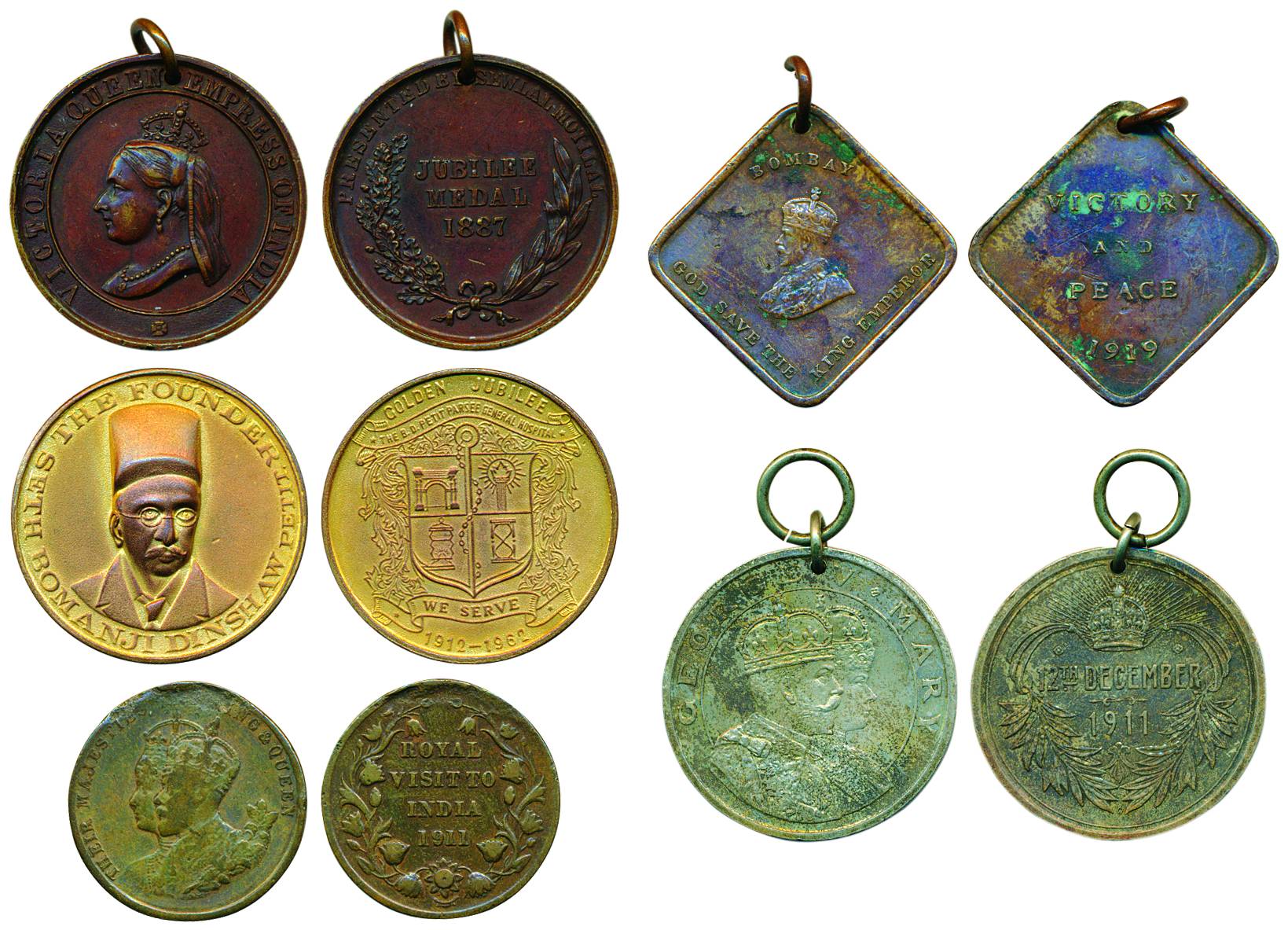 Assorted lot of Medals and Tokens, Victoria Jubilee Medal, 1887, George V with Queen Marry