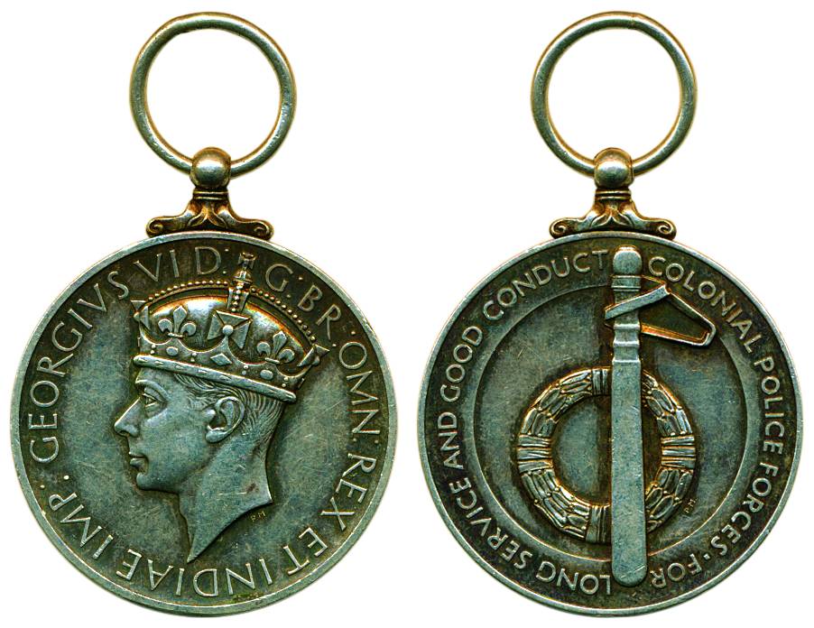 George VI, Silver, Colonial Police Force Medal, &amp; Long Service and Good Conduct Medal,