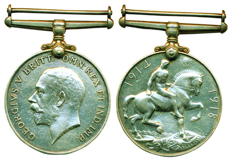 George V, British War Medal 1914-20, Silver, portrait of George V to left on obv, horseman