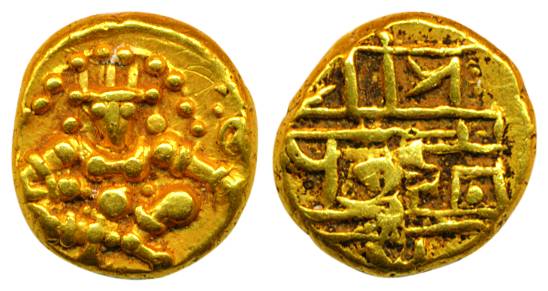 Nayakas of Chitradurga, Gold, 3.39 g, Durgi Pagoda, in the name of Krishna Deva Raya, obv.