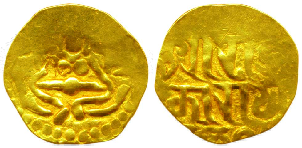 Central India, Sri Rajendra (Ram) Raya, 10th century AD, Gold, Dinara, seated Lakshmi figu