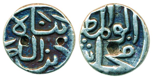 Muhammad Shah, Silver, 1.64 g, 1/6 Tanka, Binah din (Builder of the Faith of God) type on 