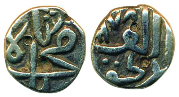 Muhammad Shah, Silver, 1.69 g, 1/6 Tanka, Abu al Mughazi? type on obv, name of the Sultan 