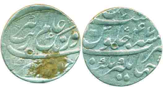 Aurangzeb, Silver, Rupee, Jahangirnagar mint, complete mint name at bottom on rev, AH 1114