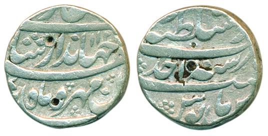 Jahandar Shah, Silver, Rupee, Lahore, Dar us Sultanate mint, AH 112x/Ahad, mint name at to