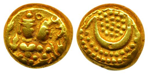 Haidar Ali (AD 1761-1782), Gold, 3.41 g, Pagoda, Shiva-Paravati on obv & Persian he on rev