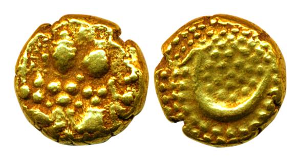 Haidar Ali (AD 1761-1782), Gold, 3.43 g, Pagoda, Shiva-Paravati on obv & Persian he on rev
