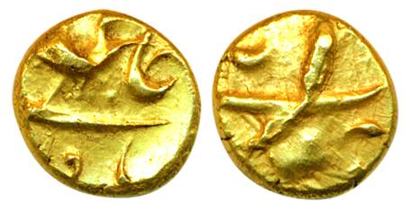 Alamgir II, Gold, 1.71 g, ½ Pagoda, Guti mint.About UNC, Scarce in this condition.
