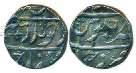 Dicholi Mint, Silver, Rupee, in the name of Aurangzeb, mint name at bottom on rev.About Ex