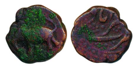 Tipu Sultan, Copper, ½ Paisa, Zafarabad mint, an elephant walking to left type (KM 112). A