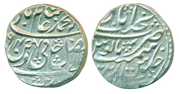 Najibabad Mint, Silver, Rupee, in the name of Shah Alam II, 11.22 g, AH 1194/ 22, complete