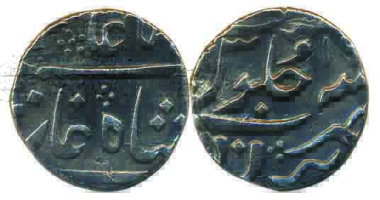 Anand Rao, Baroda Mint, Silver, Rupee, in the name of Shah Alam II, RY 16, mint name at bo