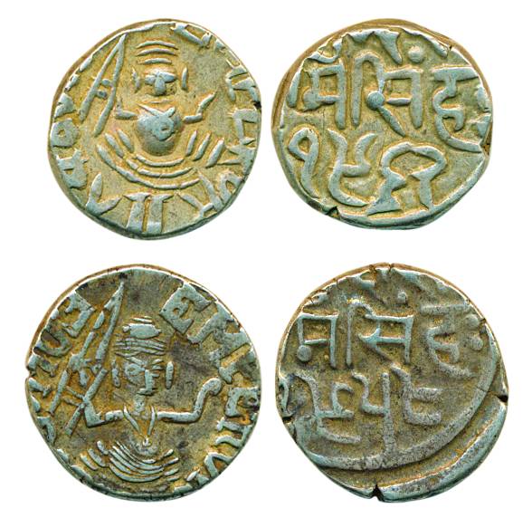 Ram Singh, Silver (2), Rupee, with the name of Edward VII, VS 1958 & 1962, goddess with da