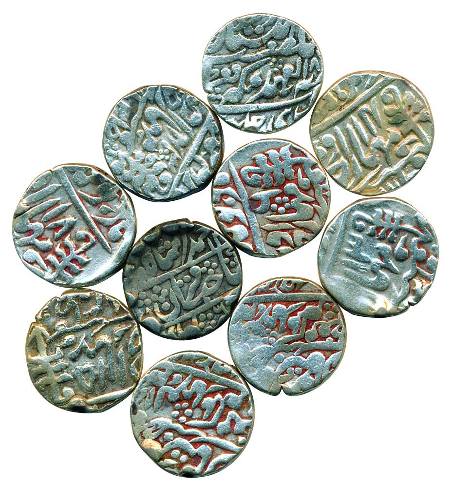 Sawai Jaipur Mint, Silver (10), Rupee, various years: RY 6, 13, 14, 15, 16, 18, 29, 34, 40