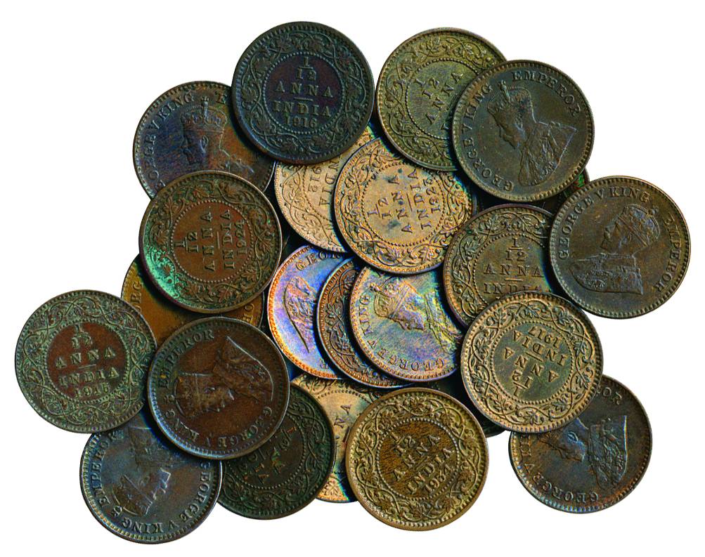 George V, Copper (26), 1/12 Anna, various dates.Extremely Fine to UNC. 26 coins