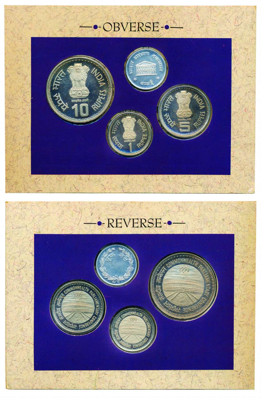 1991, Proof Set of 37th Commonwealth Parliamentary Conference, Set of 3 coins, Rs. 10, 5 &