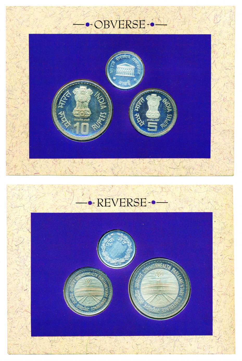 1991, Proof Set of 37th Commonwealth Parliamentary Conference, Set of 2 coins, Rs. 10 & 5,