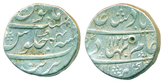 Shah Alam I, Silver, Rupee, Parenda mint, mint name at bottom on rev, AH 1122/4 (KM 348.31
