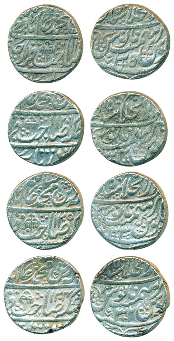 Shah Alam II, Silver (4), Rupee, Shahjahanabad mint, set of 4 years: AH 1204/32, 1205/33, 