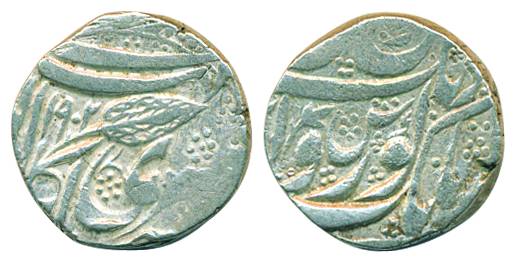 Kashmir mint, Silver, Rupee, VS 1902, Persian S for Shaykh (KM 52.2).About Very Fine, Scar