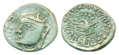 Maukharis, Shiladitya, Silver, Dramma, Portrait type with the bust of the king to left on 