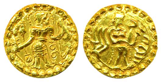 Akaras of Bengal, Bhumichandra, 7th century AD, Silver, 7.53 g, a bull seated to left and 