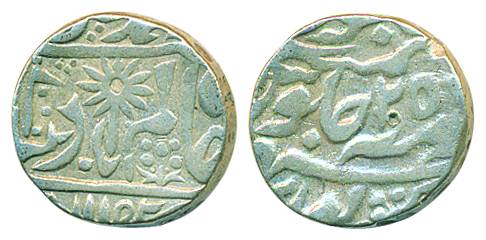 Silver, Rupee, Chhatarpur mint, in the name of Shah Alam II, AH 1192/25, mint name at bott