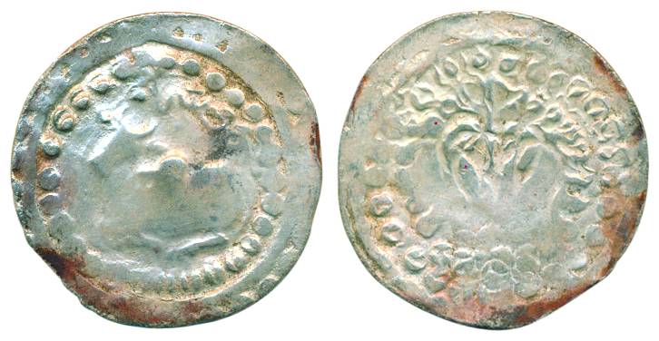 Imperial Cholas, Raja Raja I, Gold, 0.45 g, 1/8 Kahavanu, obv.two stylised vertical fish f
