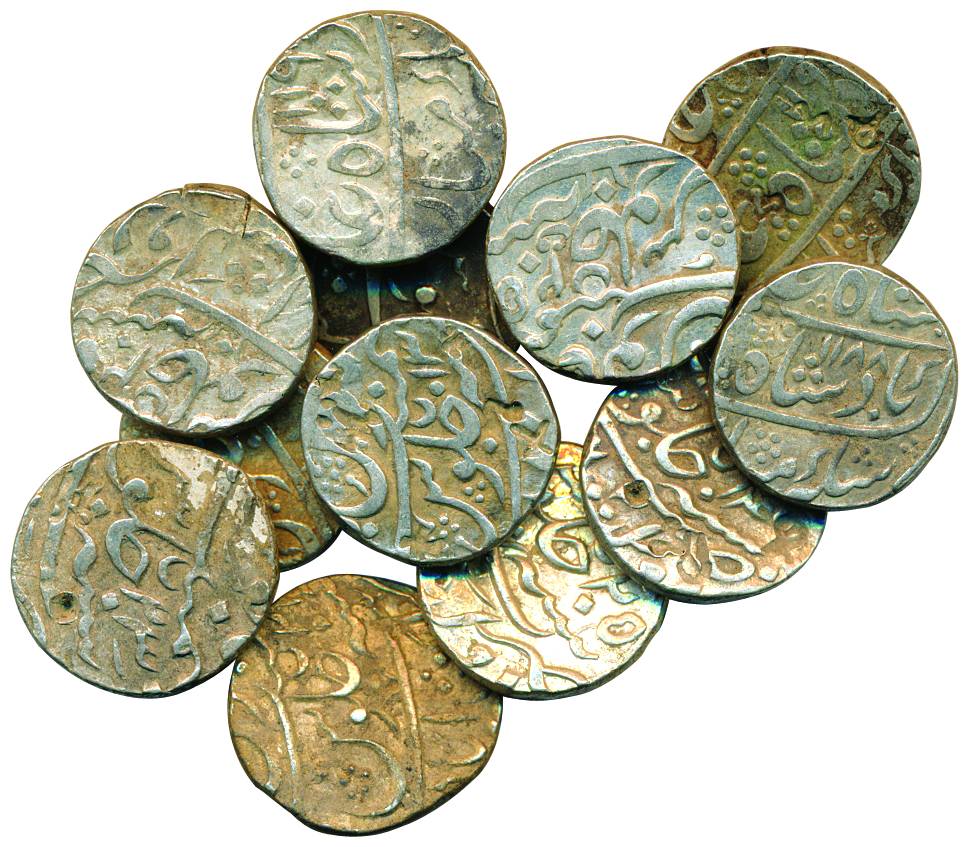 Silver (12), Rupee, Daulatabad mint, in the name of Alamgir II, assorted lot of various da