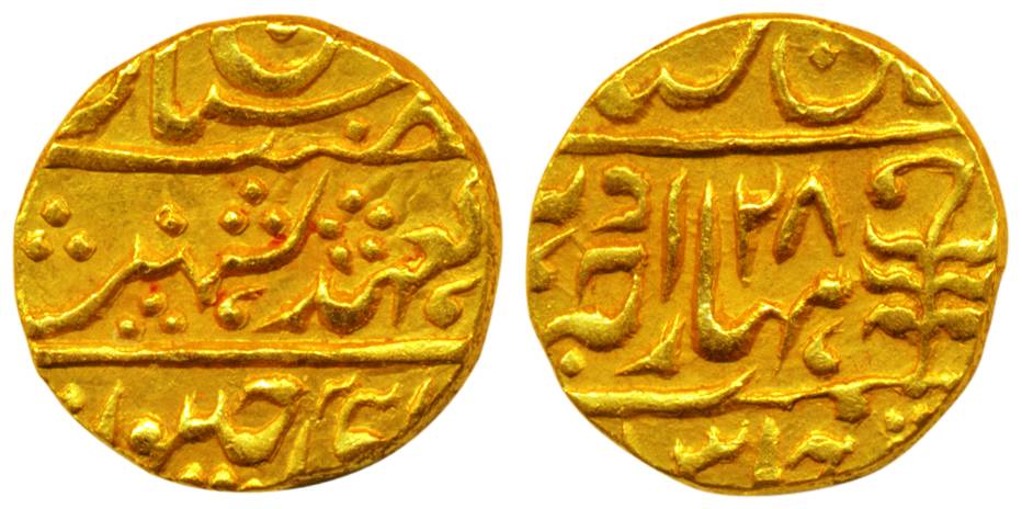 Man Singh II, Gold, 10.93 g, Mohur, Sawai Jaipur Mint, with the name of Queen Victoria, RY
