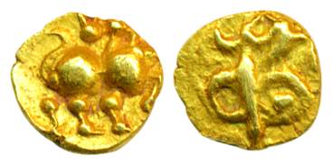 Telugu Chodas of Nellore, Bhujabala?, Gold, 3.50 g, Pagoda, 13th century, punch-marked typ