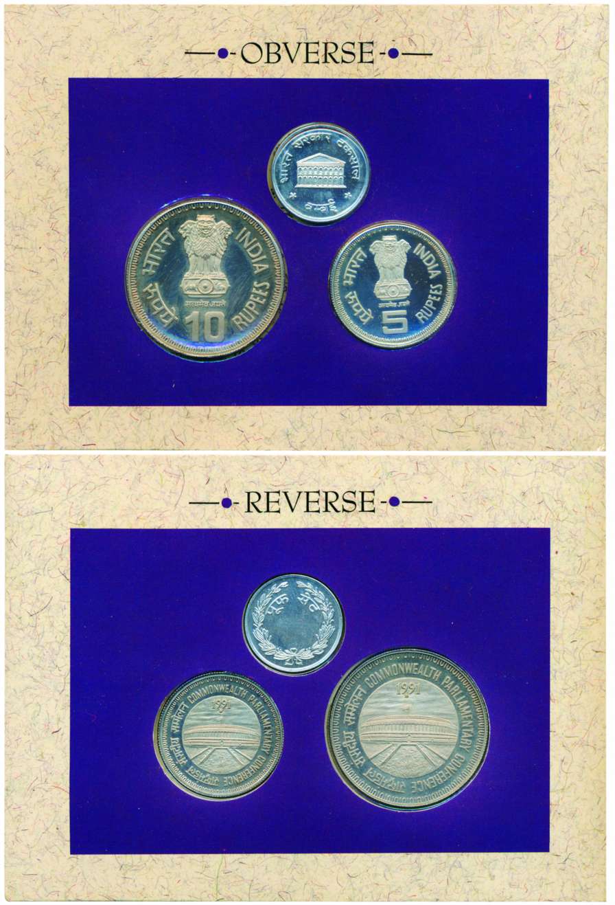 1991, Proof Set of 37th Commonwealth Parliamentary Conference, Set of 2 coins, Rs. 10 & 5,