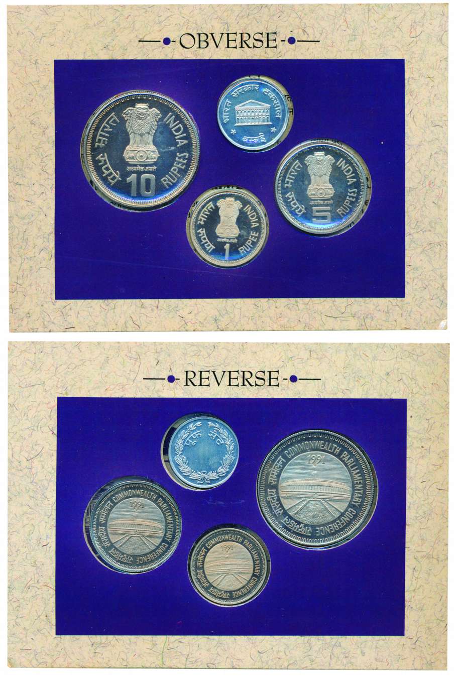 1991, Proof Set of 37th Commonwealth Parliamentary Conference, Set of 3 coins, Rs. 10, 5 &