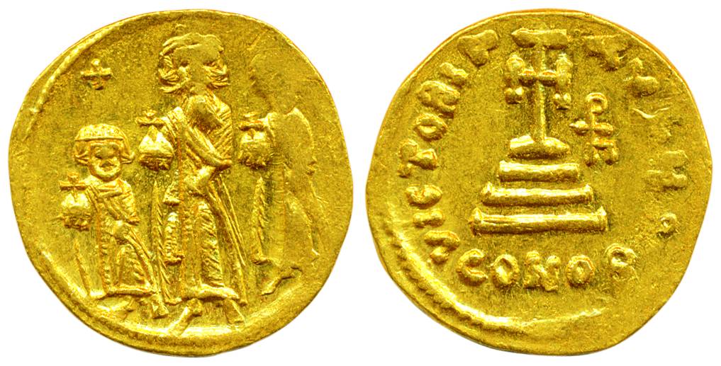 Byzantine, Heraclius, Heraclius Constantine and Heraclonas (AD 610-641).Solidus, Gold, 4.4