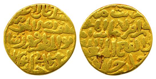 Firus Shah Tughluq, Gold.10.83 g, Tanka, with the name of Caliph Abu al Fath (Rajgor# 1282