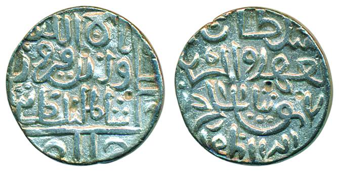 Taj ud- Din Firuz Shah, Silver, Tanka, Hazrat Ahsanabad Mint, AH date numerals garbled at 
