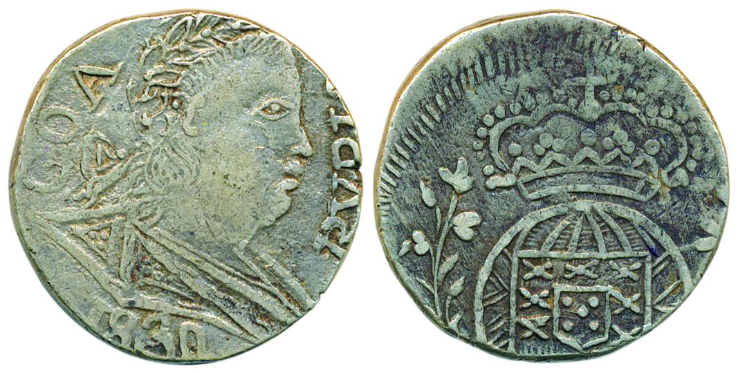 Goa, Miguel, Silver, Rupia, 1830, bust of the king to right and date on obv, crowned arms 