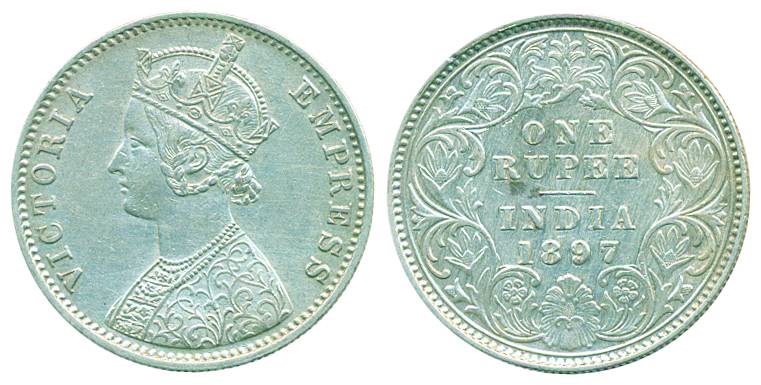 Victoria Empress, Silver, Rupee, 1897, Calcutta mint, C3/I/C incused. About UNC, Very Rare