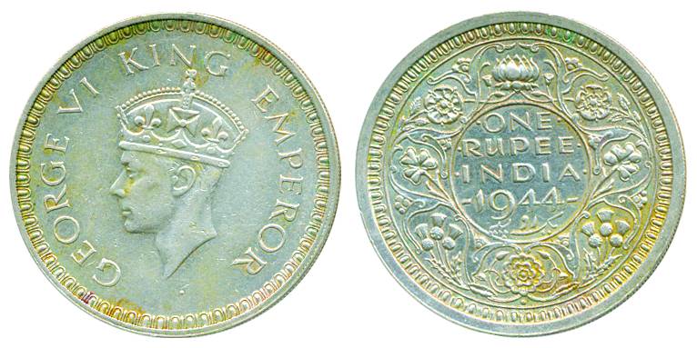 George VI, Silver, Rupee, 1944, Bombay mint, C/I (a)/ Dot variety. About Extremely Fine, U