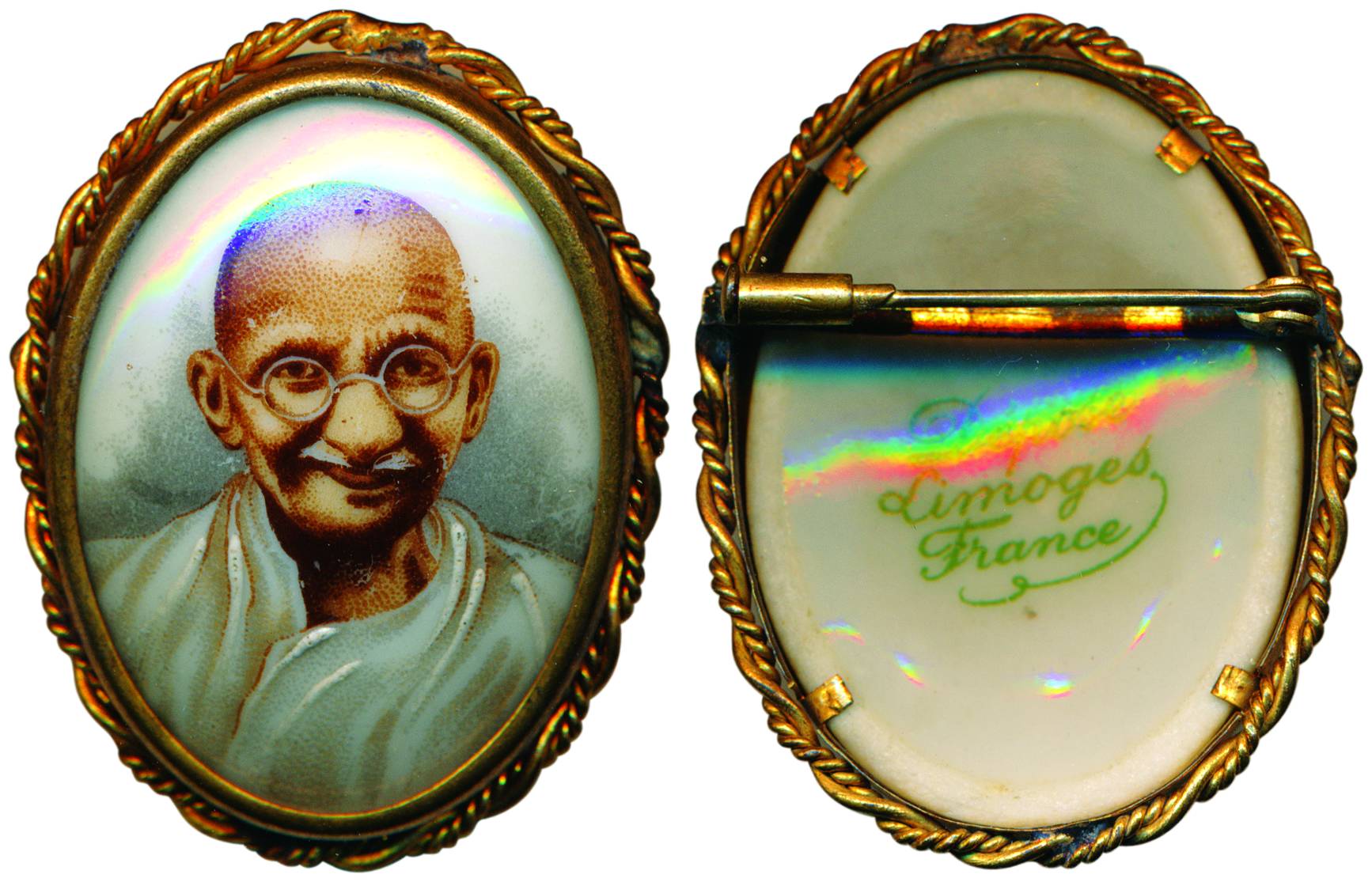 Gandhi Broach, made by Limoges France in 1940. About Extremely Fine, Rare.