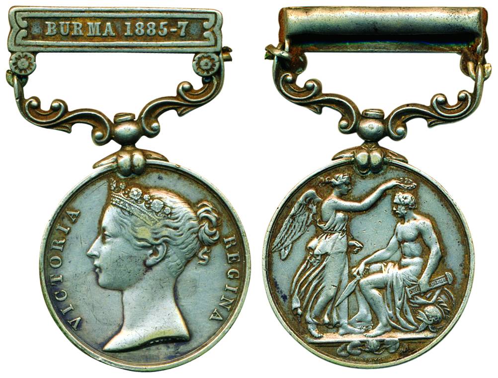 IGS - Indian General Service Medal, Silver, Queen Victoria, Burma 1885-7 bar, portrait of 