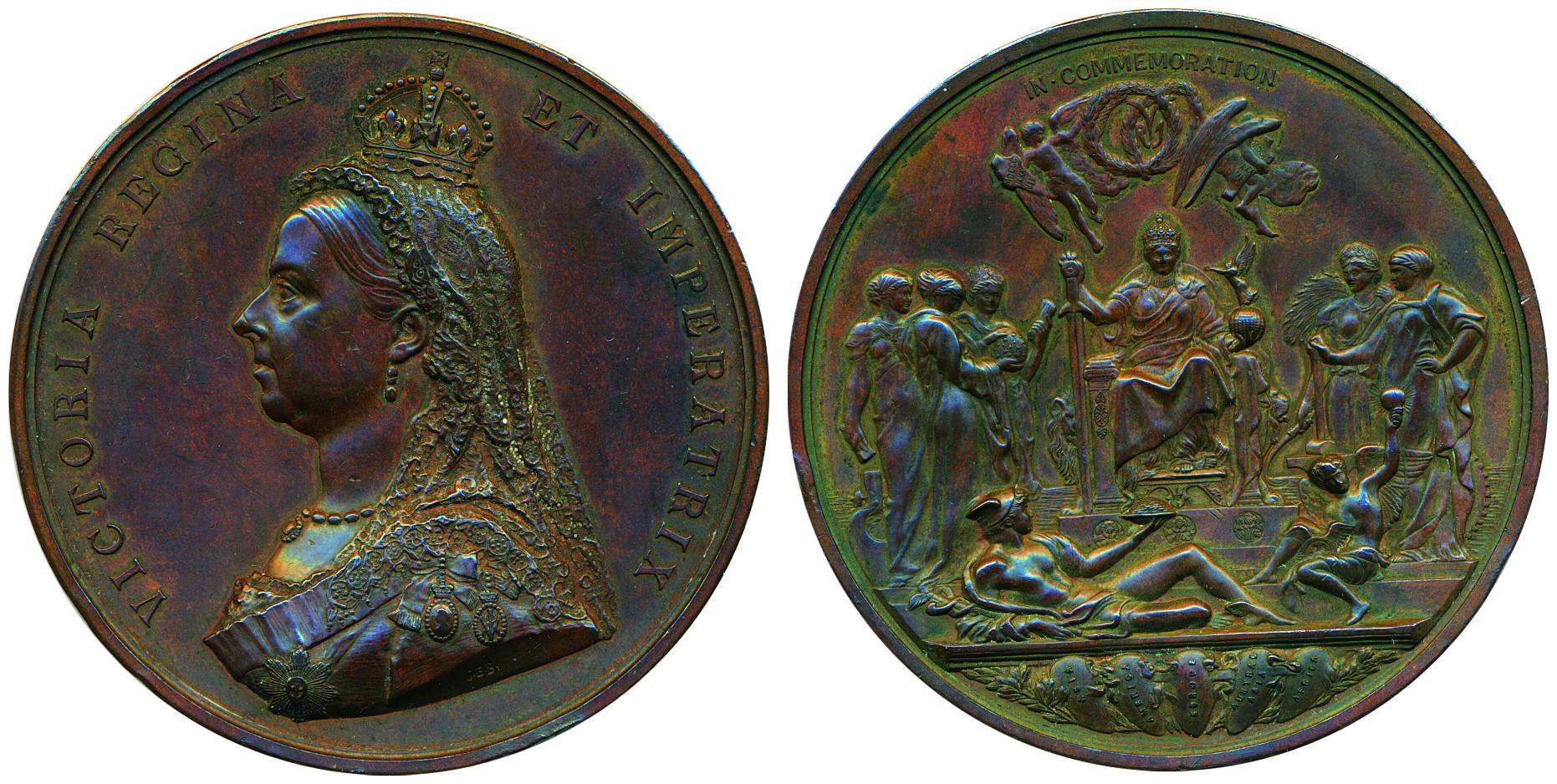 Victoria Empress, Bronze, Commemoration Medal, portrait of the Empress to left on obv, the