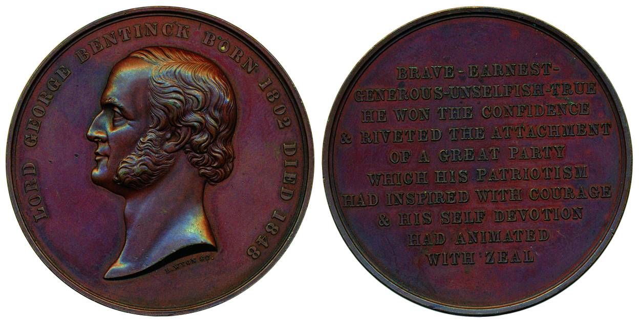 Lord Bentinck Medal, Bronze, portrait of the Lord to left on obv, English legend in 10 lin